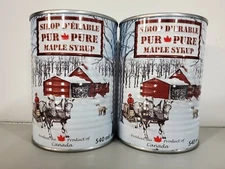 2 Cans Pure Canadian Amber Maple Syrup, 540 ml each, From Quebec Canada,