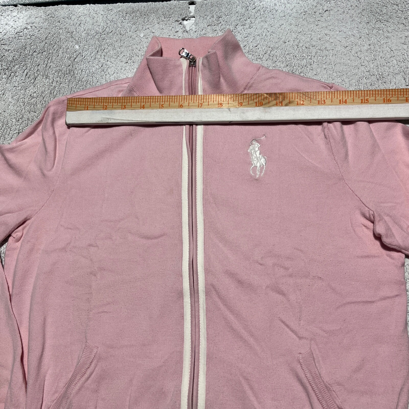 Giacca Ralph Lauren golf donna media full zip rosa grande pony manica lunga cotone