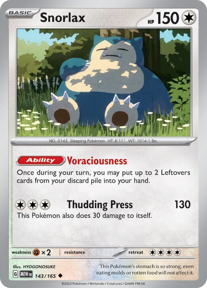 Pokémon Snorlax Scarlet & Violet-151 143/165 Regular Uncommon