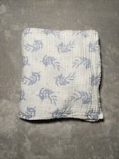 Aden  Anais Muslin Baby Blanket Blue Leaves Leaf Red Dots White Swaddle Lovey