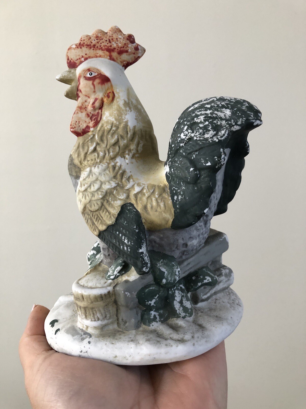 Vintage Rustic Farmhouse Rooster 6.5”Tall Free Standing Ceramic Figurine