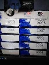 1999-2009-S-PROOF -STATE QUARTERS COMPLETE SET-56 BU UNC COINS + BOX & COA