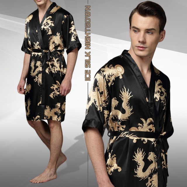 mens satin kimono robe