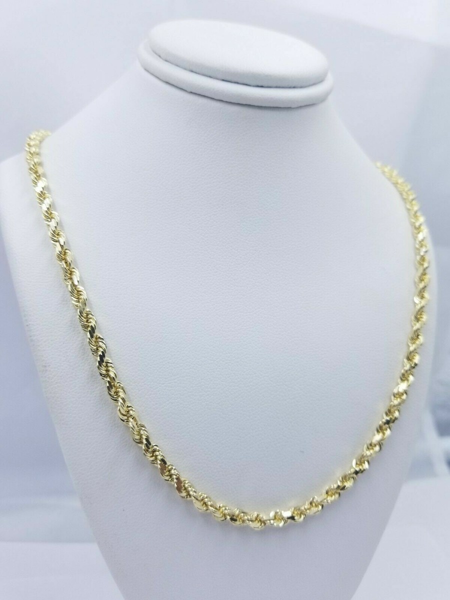 10k Yellow Gold Rope Chain Necklace 18"-30" Men Women 4mm-10mm Real Gold Hollow View 2