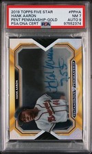 2019 Topps Five-Star Hank Aaron AUTOGRAPHED Pentamerous Penmanship GOLD /5 PSA 9