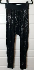 Urban Groove Flashy Black Sequin Dance Hip-Hop Harem Parachute Pant Small Adult