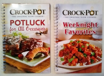 CROCK POT SLOW COOKER COOKBOOK LOT WEEKNIGHT FAVORITES & POTLUCK FOR ALL NEW - 2