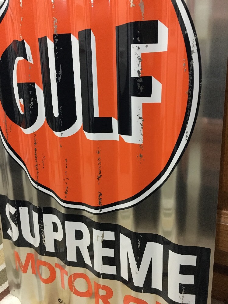 Gulf Supreme Motor Oil Sign Metal Garage Gas Car Truck Pub Bar Pump ...