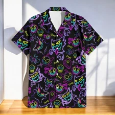 Gengar Ghost Halloween Hawaiian Shirt Anime Halloween Button Up Shirt