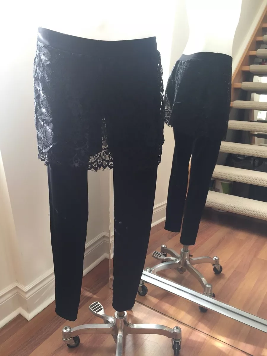 CALZEDONIA Black Lace Skirt Leggings Size S Retail $50