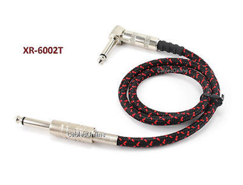 2ft CablesOnline 1/4" Mono Male to Right-Angle Male Woven Guitar/Bass Cable - Picture 1 of 2