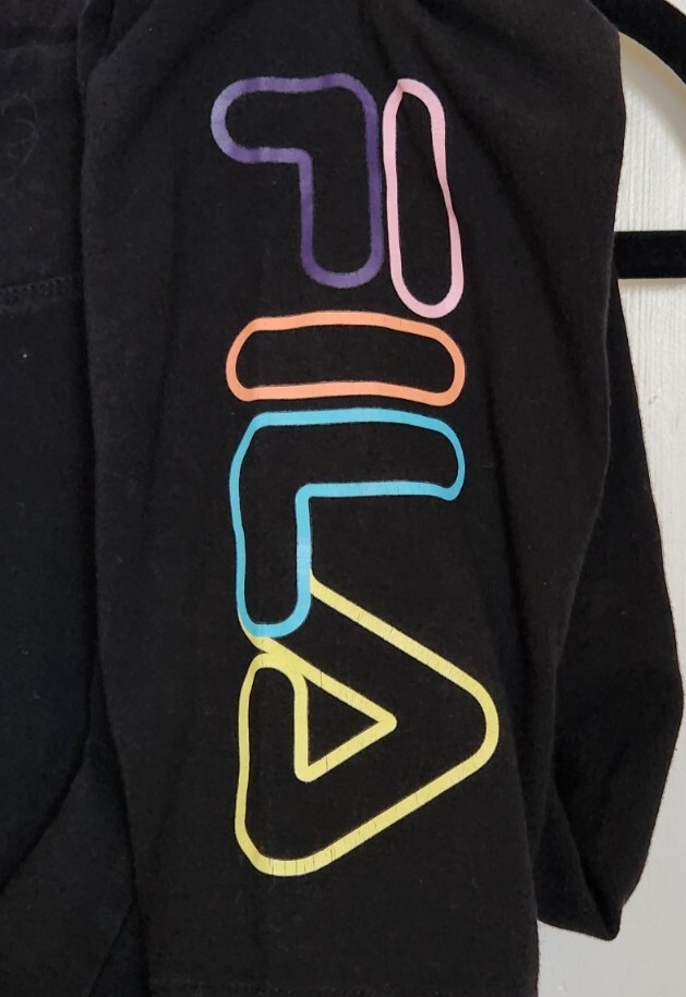 FILA Black Leggings Yoga Pants Logo Colorful Multicol… Gem