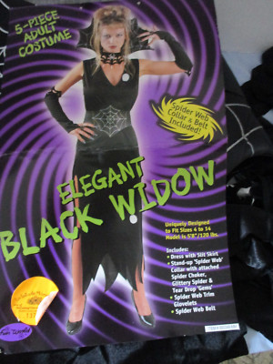 adult black widow dress costume 5 Piece ELEGANT Halloween Costume~Women's Sizes 4-14 diy black widow spider costume