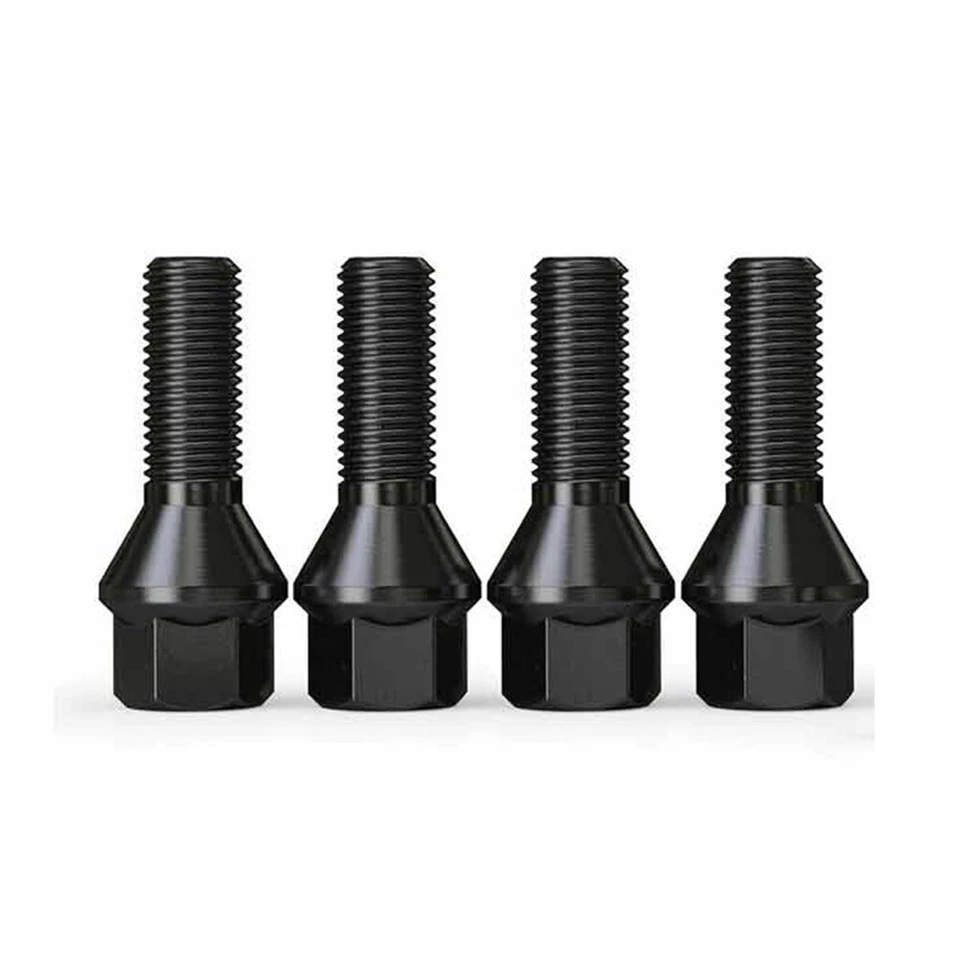 5X 12x1.5 Black Cone Lug Bolts for BMW E36 E46 E60 E90 E92 E39 E82 E88 Z4 Z3 M12 Foto 3 de 4