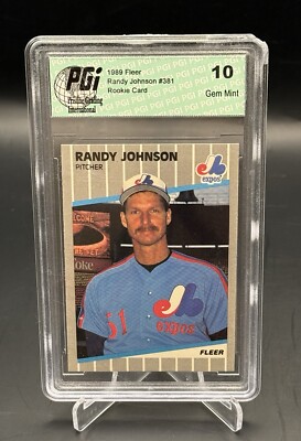 RANDY JOHNSON Hall of Fame ROOKIE PGI Graded 10 '89 Fleer Expos ERROR ...