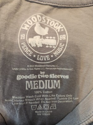 Woodstock Gray 3 Days Peace Love Music Gray Crop Top Tee Size M | eBay