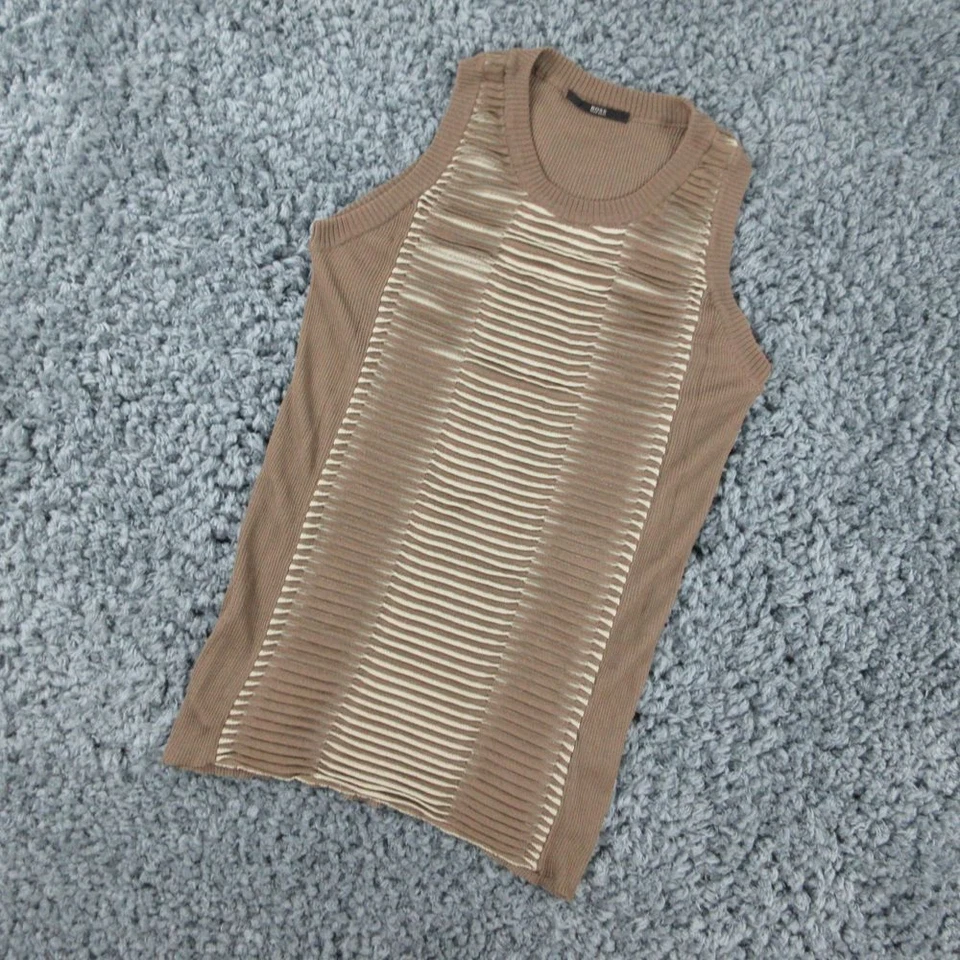 Hugo Boss Shirt Womens ES Medium Brown Stretch Narrow Sleeveless - Image 2 of 4