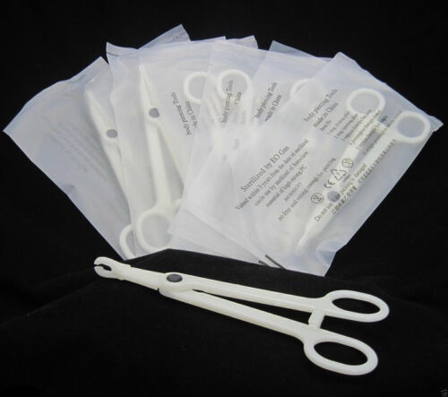 New 10×Disposable Slotted Navel Forceps Clamp Plier Piercing Tool Supply - Picture 1 of 4