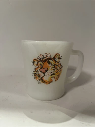 Vintage Fire King Esso EXXON Tony the Tiger Mug Cup Anchor Hocking Milk Glass.