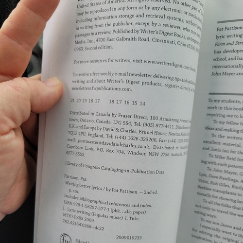 Writing Better Lyrics - Pb By Pattison, Pat - GOOD - 第 2/2 張圖片