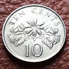 10 centów 1989 Singapur 🇸🇬 gwiazda roślina jaśminu - KM# 51, piękna# 41