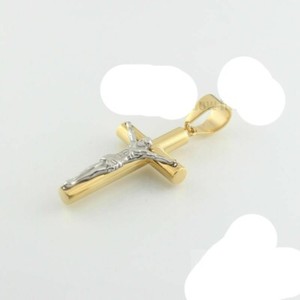 Authentic Mens Silver/Gold Plated cuban Jesus cross pendant necklace chain Link 9