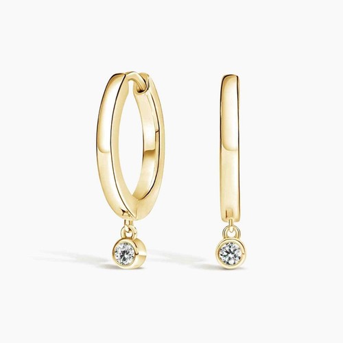 0,05 Karat Runde Diamant Drop Huggie Ohrringe | Labor Grown CVD F VS2 - Bild 5 von 7