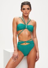 Ann Summers Fiji Green Bikini Top High Waisted Briefs Sz 18 FREE POST