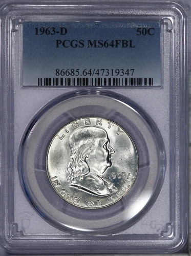 1963-D Franklin Half Dollar 50c PCGS MS64 FBL