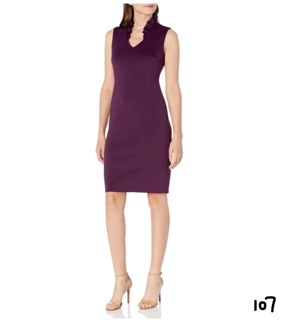 Calvin klein ruffle top neck sheath dress