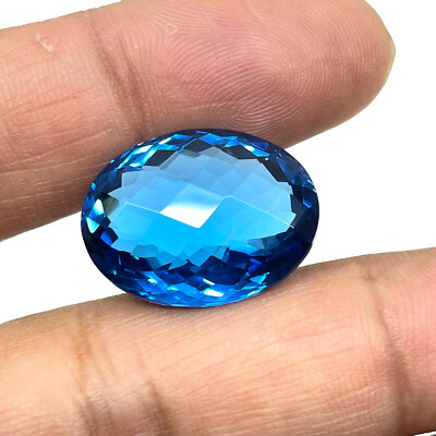 Selene Gems VVS 32,70 ct Natürlicher Swiss Blue Topas Oval AAA+ IGLI