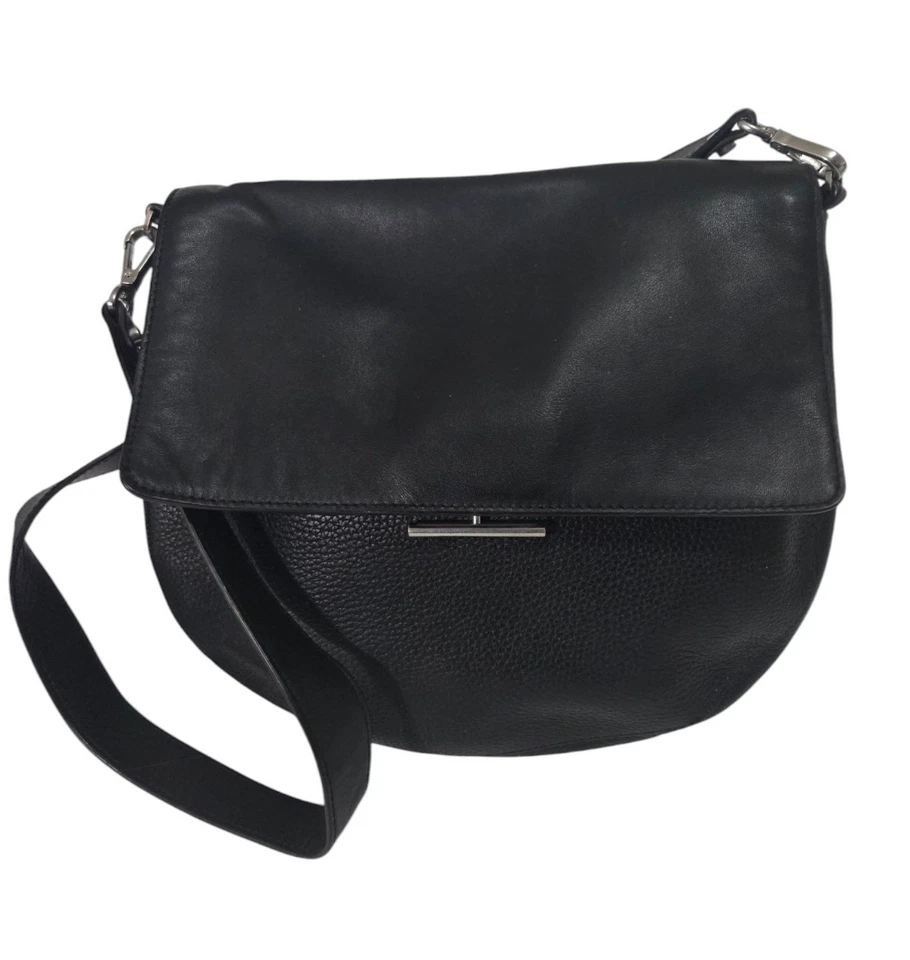 Bandolera Treasure & Bond Bolso de Hombro de Cuero Negro Cartera Solapa Frontal Bloqueo a Presión Foto 3 de 4