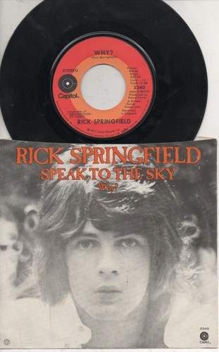 RICK SPRINGFIELD Rare 1972 USA Only 7" OOP Rock P/C Single "Speak To The Sky" - Picture 2 of 2