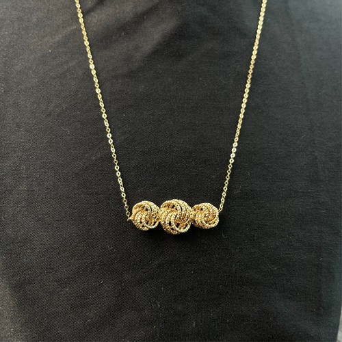 10k Gold Necklace Diamond Cut Triple Knot Italy - Picture 3 of 13