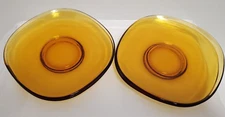 Vintage Duralex Vereco France Amber Glass Plates Square Lot of 4
