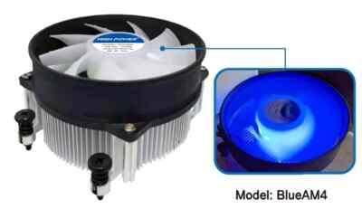 HIGH POWER  BlueAM4 AMD Ryzen 5/7/9 AM4 AM5 CPU Cooler Heatsink w/ Blue LED Fan