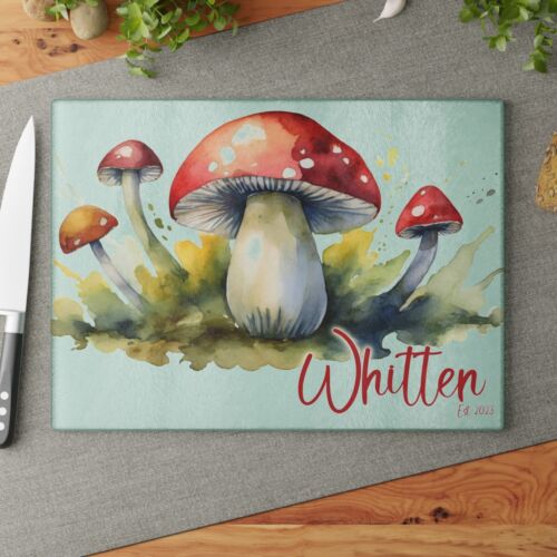 Personalized Custom Mushroom Tempered Glass Cutting Board, Housewarming Gift - Picture 5 of 9
