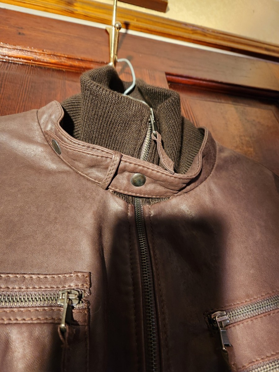 ITALY MADE 100% Genuine Leather Jacket Brown Bomber Vera ITALY MADE 100% Genuine Leather Jacket Brown Bomber Vera