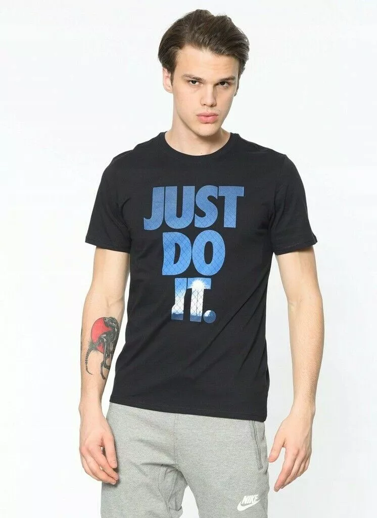 834701 010 THE NIKE TEE Slogan COTTON T Shirt JUST DO IT BLACK