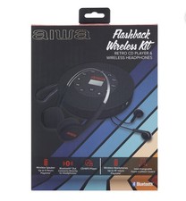 Aiwa Flashback Wireless Kit Retro Portable CD Player  Wireless Headphones New