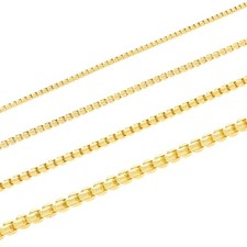 10K Yellow Gold 1.5mm-3.5mm Venetian Round Box Chain Necklace Men Women 16"- 30"