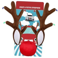 Christmas Car Reindeer Antlers with Ears and Nose - Festive Plush Antler Kit