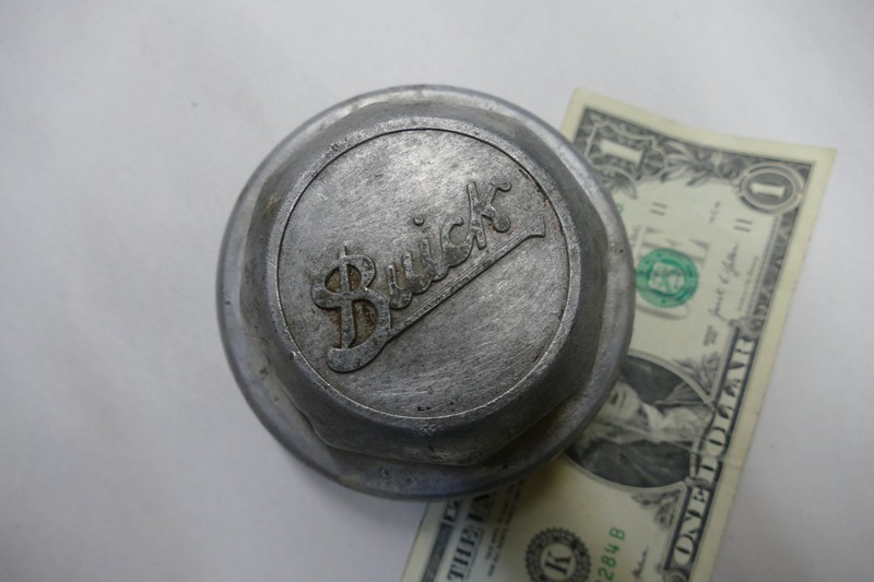 Antique automobile hubcap 1920s Buick grease cap 4 inch diameter aluminum