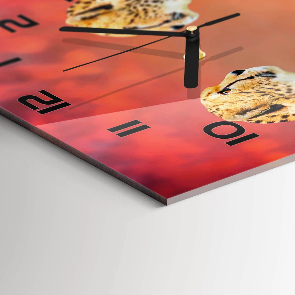 Reloj de Pared Rectangular Vertical Decorativo de Vidrio Dos Guepardos 30x60 cm