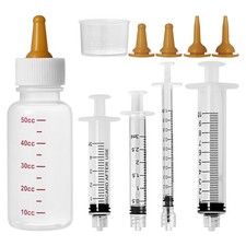 Pet Feeder Kit Silicone Nipple Syringe with for Newborn Kittens Dogs Reusable