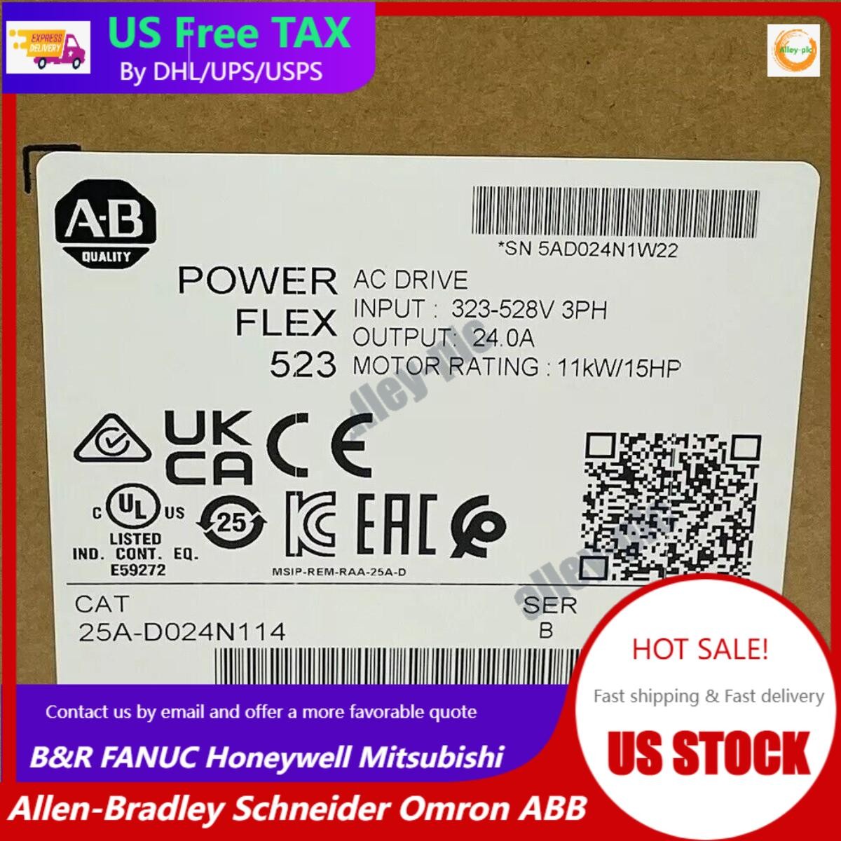 New Allen Bradley 25A-D024N114 PowerFlex 523 11kW (15Hp) AC Drive