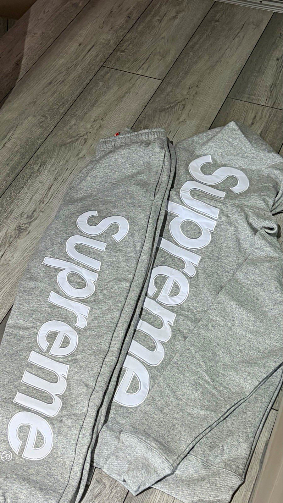 Supreme Men's Grey 2pc Fleece Cotton Hooded Hoodie & Sweatpants Set S