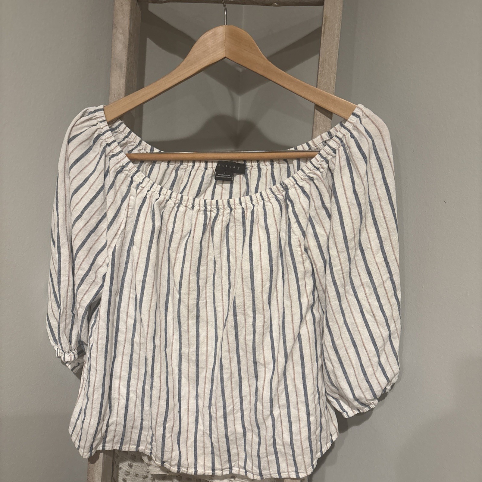 Sanctuary Women's Striped Off The Shoulder Blouse Size Small