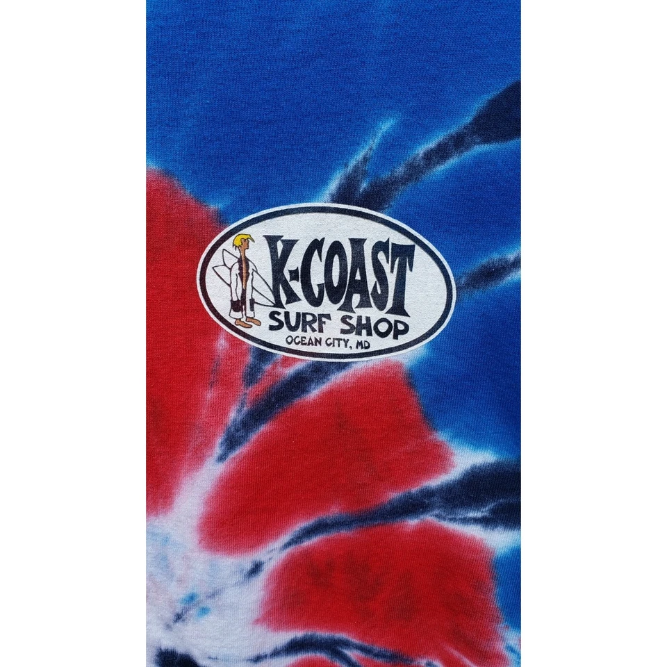 Camiseta playa K-Coast Surf Shop Ocean City para hombre mediana tie-dye gráfico logotipo Foto 2 de 4