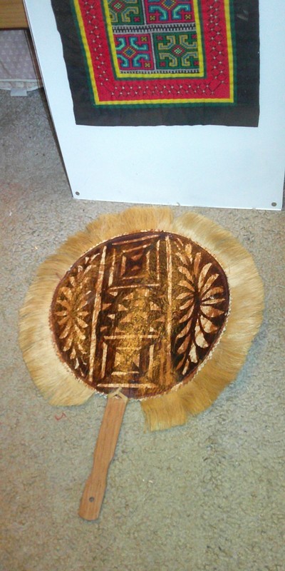 Polynesian Tapa Cloth Fan